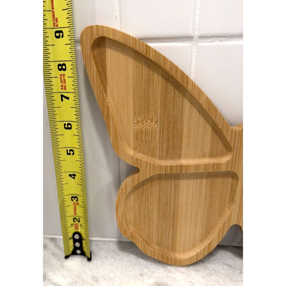 Dolly Butterfly Bamboo Serving Tray 4-Section Divided Charcuterie Jewelry Board - Picture 5 of 7